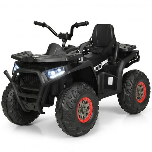 12 V Kids Electric 4-Wheeler ATV Quad with MP3 and LED Lights-Black - Color: Black D681-TY327802BK+