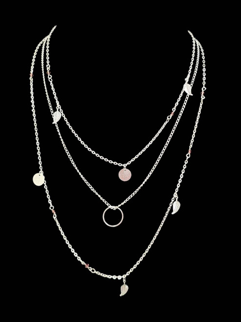 Color: SILVER - Live Laugh Love Layered Necklace K290-51525403934993