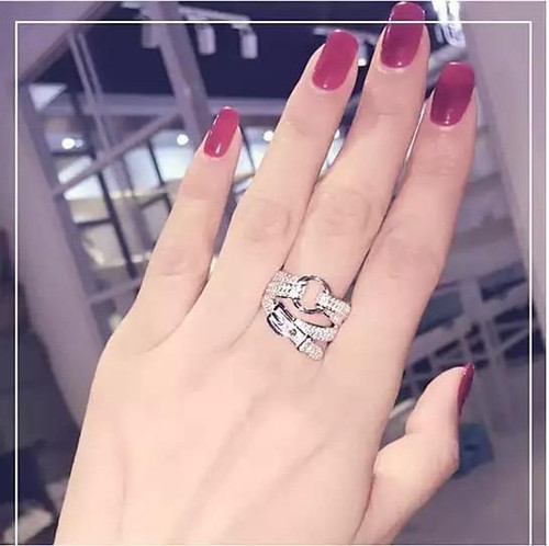 Ring Size: 9 - Cowgirl Ring Shaped Like A Belt With CZ Stones K290-30556467920