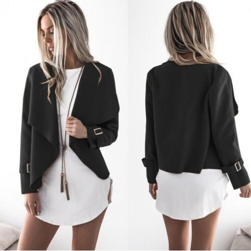 High Fashion Lapel Style Women Top - Black A392-fast0034