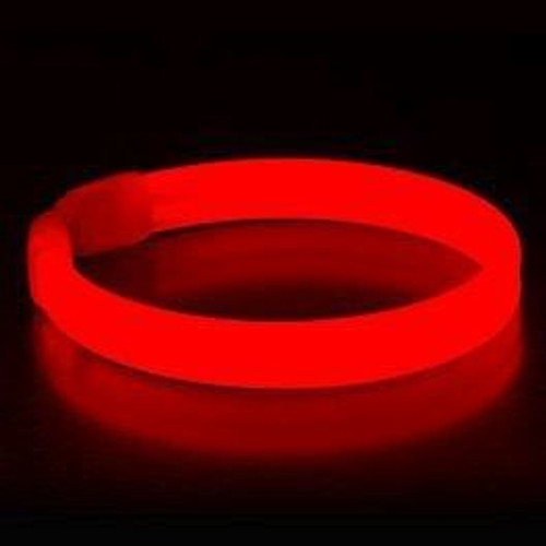 Wide Glow Stick 8 Inch Bracelet Red Pack of 25 A706-1145058