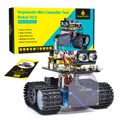 Newly Version! Keyestudio Mini Tank Robot Car V3.0 For Arduino Robot Car Kit DIY Electronic Kit STE F640-3256802816589749