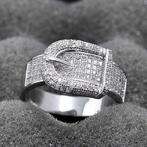 Size: 7 - Illusion - Belt Style Ring Crafted In Hand Set CZ Stones On Sterling Silver K290-1250894156