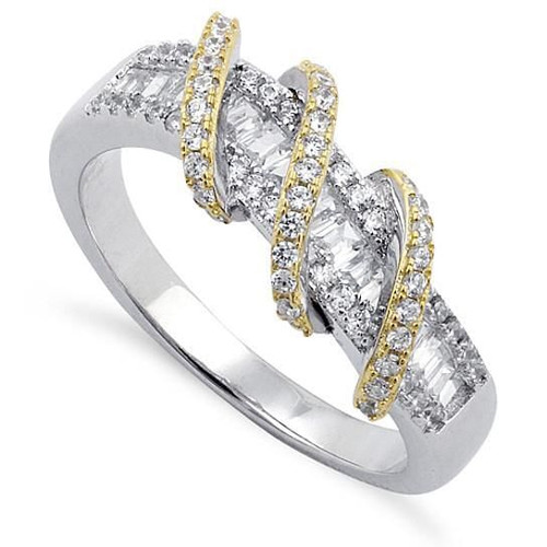 Size: 6 - Prosper Platinum Ring With Golden Loops K290-27497484368