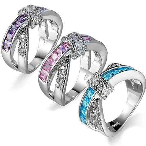 Ring Style: Purple Pasion,Ring Size: 6 - You Cross My Mind Ring Diamond Crystals In 3 Lovely Colors K290-20507291077