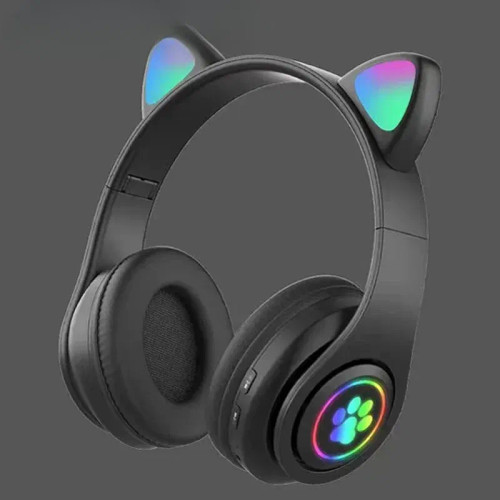 Color: Red - Cute Cat Wireless Headphones RGB Cute Cat Ears Headset With Microphone Noise Cancellin F640-12000041063045608