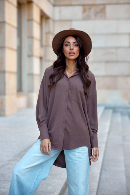 brown - Long sleeve shirt model 201520 Roco Fashion U704-201520