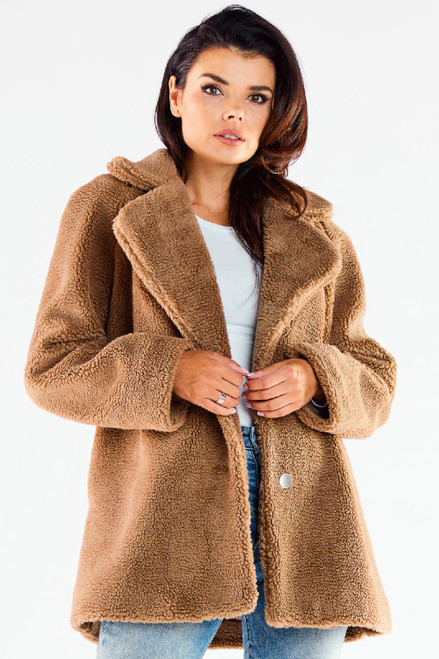 brown - Coat model 173895 awama U704-173895