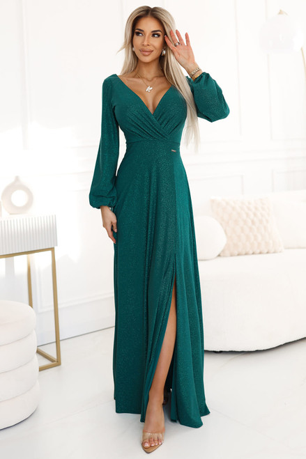 green - Long dress model 210098 Numoco U704-210098