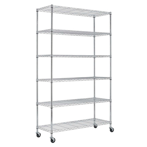 Heavy Duty 6-Shelf Metal Storage Rack Shelving Unit with Casters Q280-CASR19868915