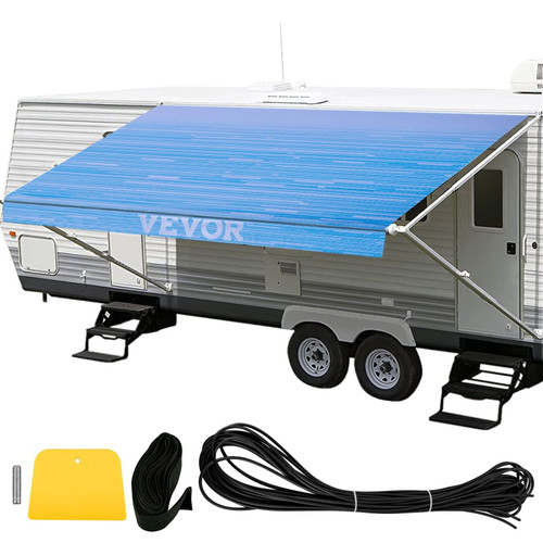 RV Awning 18' Camper Awning Fabric, Trailer Awning Canopy Patio Camping Car Awning, Durable 15oz Vi E415-ZYSRV62418JBL0001V0