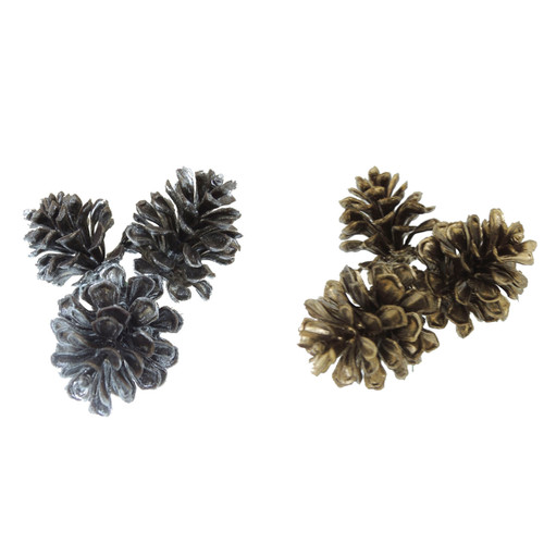 Pick Mini Pinecone Pe Brown Silver 9 Inches Window Box N274-FC01577832