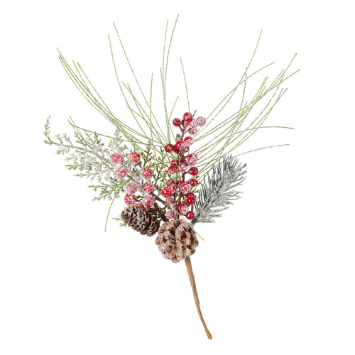 Pinecone and Berry Pick With Glitter 11 X 13 Inches N274-FC01207258