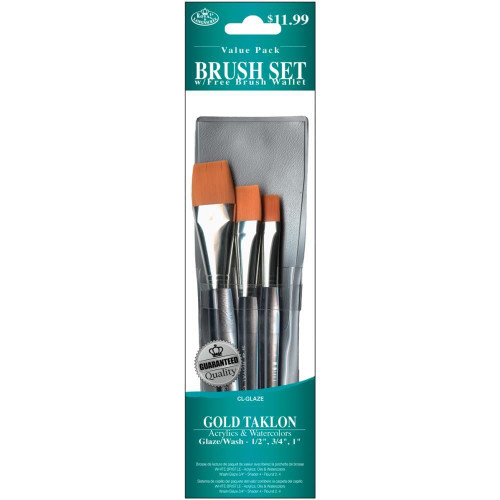 Royal Brush Gold Taklon Glaze and Wash Value Pack Brush Set N274-FC01226136