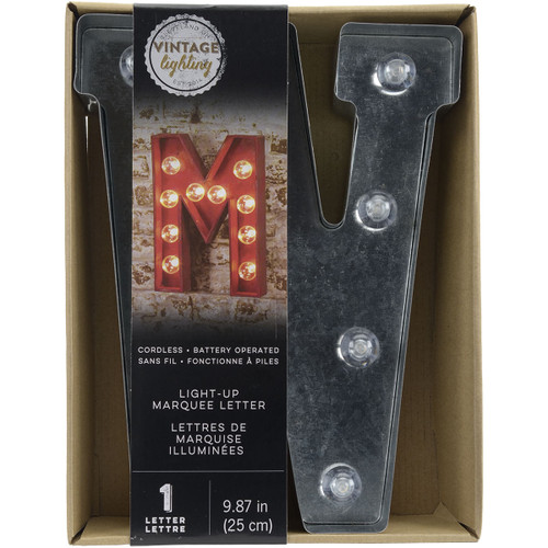 Metal Marquee Letter W Galvanized Silver 9.875 Inches N274-FC012028334