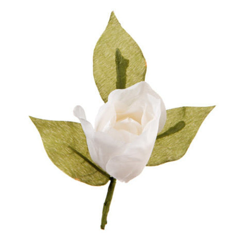 David Tutera Artificial Wedding Boutonniere White Rose With Green Leaves N274-FC01290816