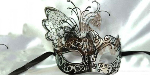 Kbw Women s Venetian Mask with Metal Side Butterfly Masquerade MaskBlack and Silver N274-FC01014635