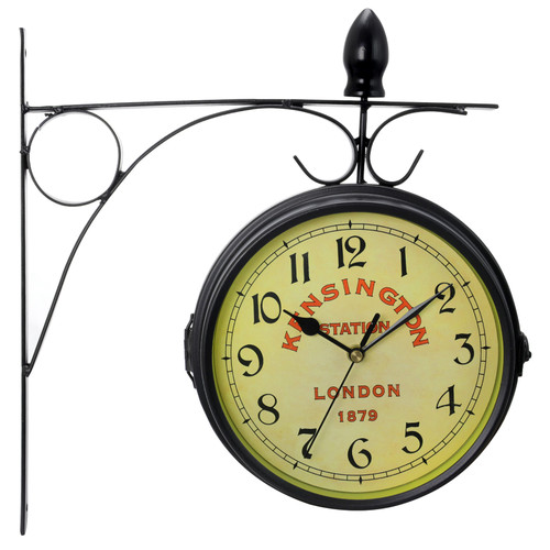 Bedford Clock Collection Double Sided Wall Clock Vintage Antique-Look Mount Station Clock D970-BED8018