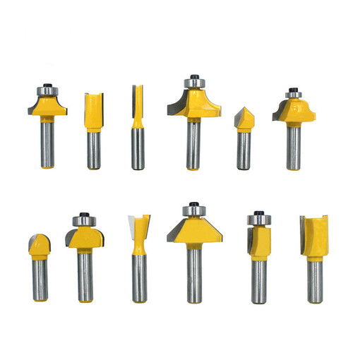 Color: Plastic tube - 8 Handle 12B woodworking milling cutter set Q119-CJJZGJGJ00806-Plastic tube