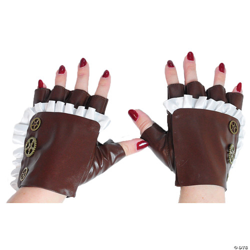 Gloves with ruffle and gears M680-GLH180087