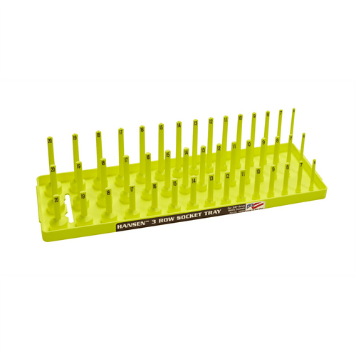 Hansen Global 3/8" Metric 3-Row Socket Tray - Hi-Viz Yellow T398-HNE38083