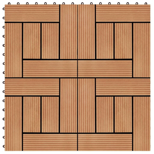 11 pcs Decking Tiles WPC 11.8"x11.8" 1 sqm Teak Color A949-45027