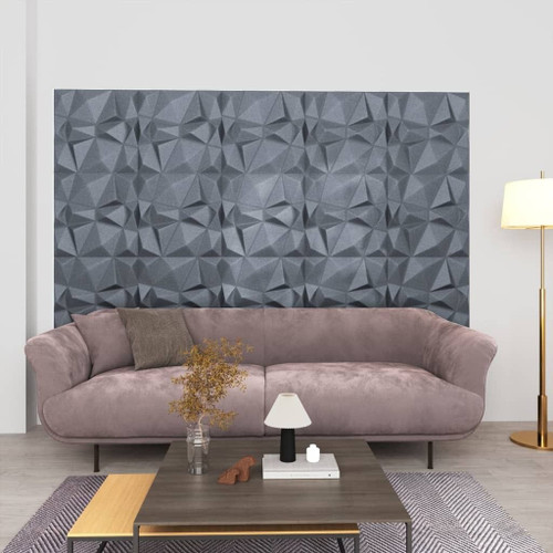 3D Wall Panels 48 pcs 19.7"x19.7" Diamond Gray 129.2 ft A949-150920