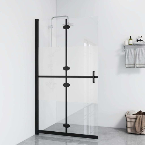 Foldable Walk-in Shower Wall Half Frosted ESG Glass 27.6"x74.8" A949-151186
