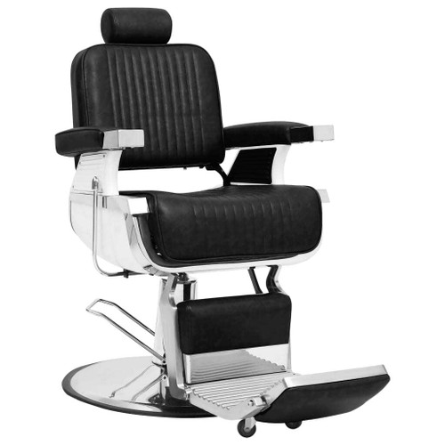 Barber Chair Black Faux Leather, Metal, Wood, PVC Medium A949-110168