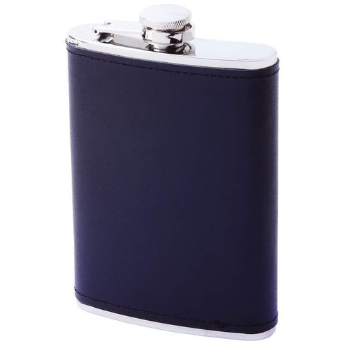 8oz Stainless Steel Flask with Solid Genuine Leather Wrap Q147-KTFLASKL