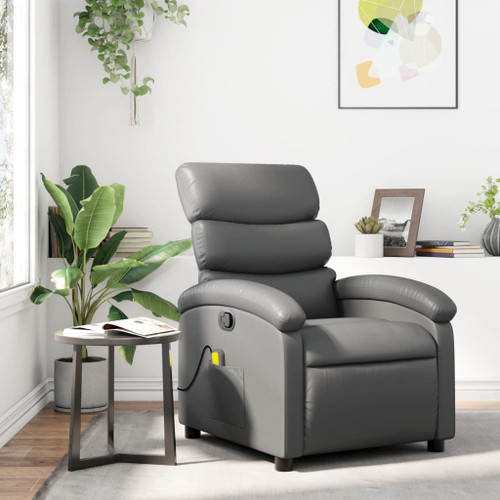 Massage Recliner Chair Grey Faux leather Standard A949-371723