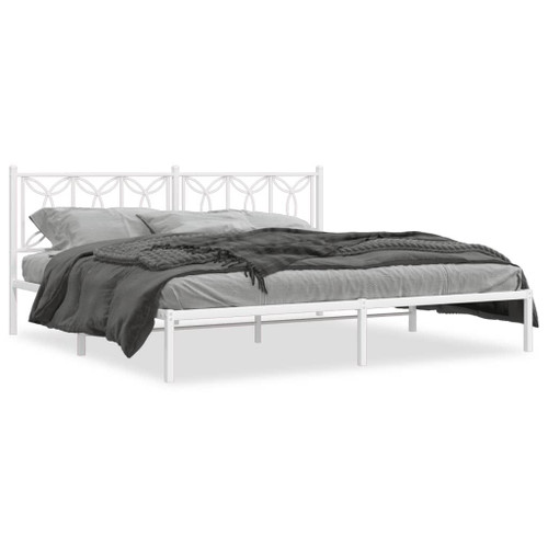 Bed Frame White Steel Full Bed Bed Frame Rectangular Modern A949-376183
