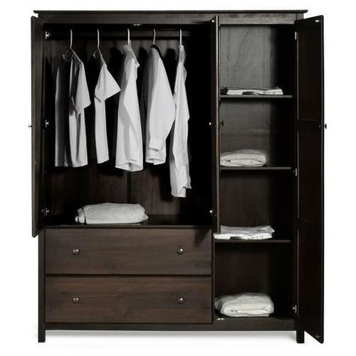 Espresso Wood Finish Bedroom Wardrobe Armoire Cabinet Closet Q280-SAWCB48198715