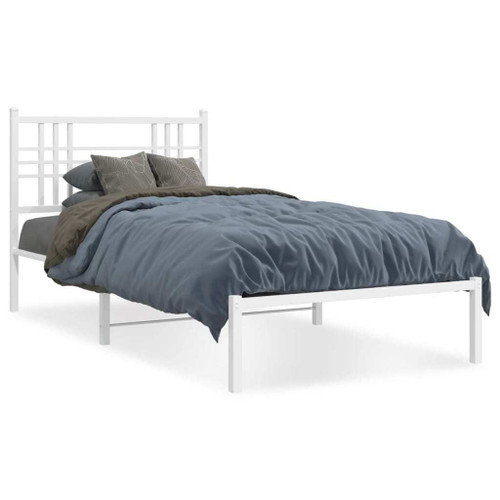  Bed Frame White Powder-Coated Steel Twin Durable Bed Frame A949-376368