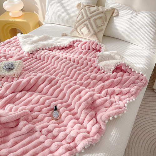 Color: Pink Ball Blanket, Size: 120x150cm - Dehaired Angora Blanket Nap Sofa Cover Blanket Q119-CJZW198021204DW