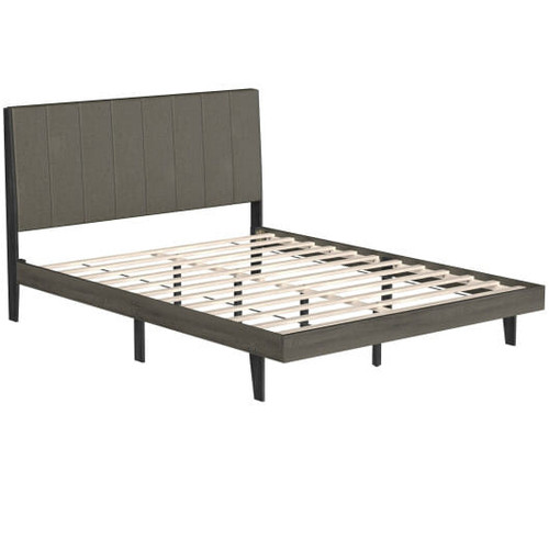 Queen Size Upholstered Bed Frame with Tufted Headboard - Color: Gray D681-HU10066