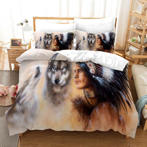 Pattern: Wolf 8, Size: 228?—264 - Bed Home Textile Wolf Digital Printed Three-piece Set Q119-CJYD206053535IR