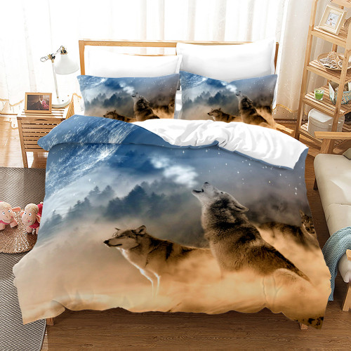 Pattern: Wolf 14, Size: 200?—200 - Bed Home Textile Wolf Digital Printed Three-piece Set Q119-CJYD206053558FU