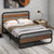 Queen Industrial Wood and Metal Tube Platform Bed with Headboard and Footboard Q280-QUAR3242