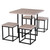 Farmhouse 5 Piece Square Natural Wood Steel Kitchen Dining Set Q280-HOBLNSE5369