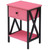Set of 2 - 1-Drawer Nightstand Bedside Table in Pink and Black Q280-PIQW1089