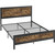 Queen Industrial Rivet Platform Bed Frame with Headboard in Rustic Wood Finish Q280-AHDQRB163258794