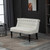 Scandinavian 2 Seater Button Tufted Loveseat Wooden Legs Cream White Linen Q280-AOCW1729