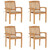  Stacking Patio Chairs with Cushions 4 pcs Solid Teak Wood A949-3073213