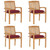 Stacking Patio Chairs with Cushions 4 pcs Solid Teak Wood A949-3073264