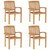 Stacking Patio Chairs with Cushions 4 pcs Solid Teak Wood A949-3073259
