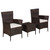 Bistro Set Brown PE rattan Compact Removable Covers Bistro Set A949-44093