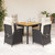 Garden Dining Set Black PE rattan 5 Piece Adjustable Footrests A949-3213333