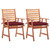 Patio Chair Set of 2 Wine red cushion, natural wood A949-3064344