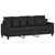 3-seater Sofa Black 100% polyester fabric, metal, textilene A949-359279
